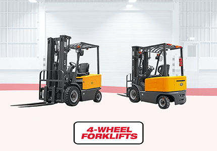 Two UN electric forklifts designed for efficient indoor operations.