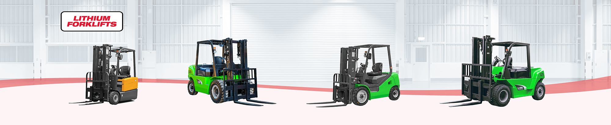 Four UN forklifts powered by lithium batteries for sustainable performance.